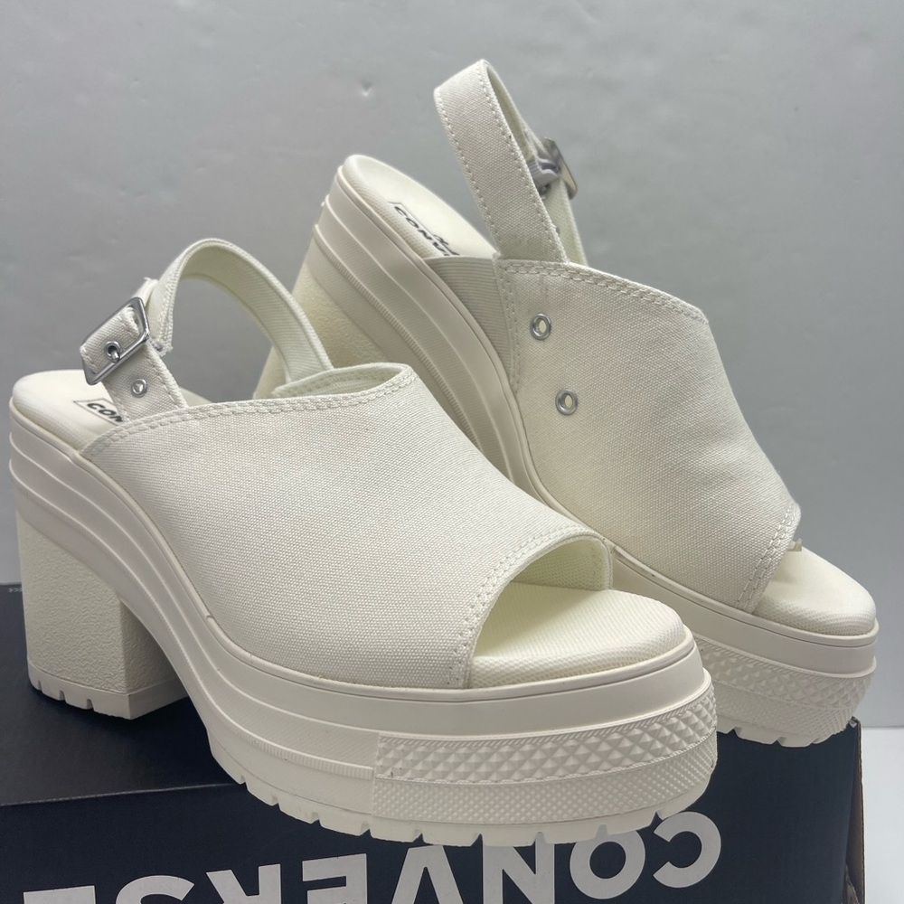 Converse CHUCK 70 DE LUXE HEEL MULE SLI EGRET/EGRET/EGRET Platform Heels A13796F - Picture 4 of 16
